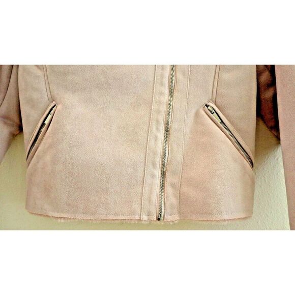 Kut From The Koth Women Sz S Pink Candece Bonded Faux Shearling Moto Jacket $108 - Picture 5 of 15
